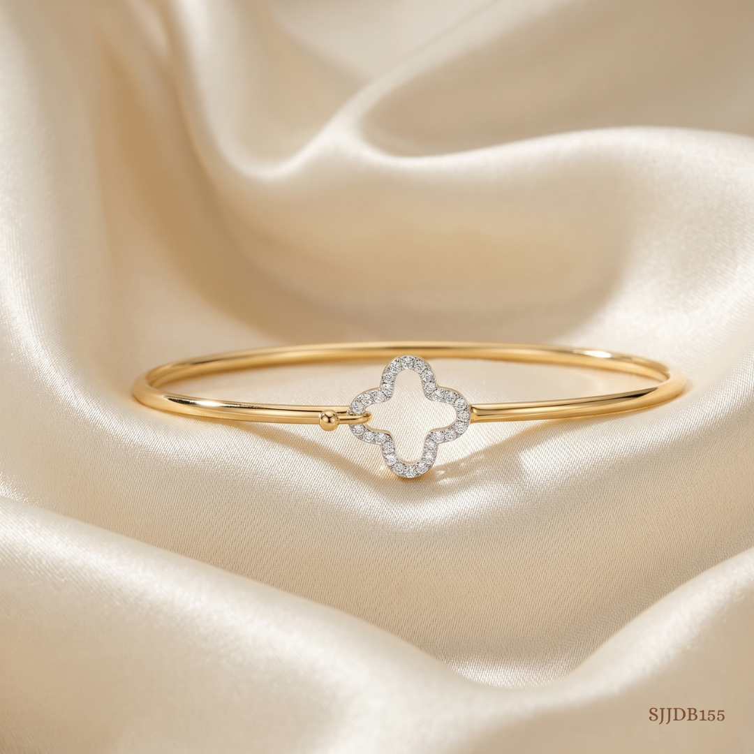 SJJDB155 | Floral Openable Diamond Designer Bangle