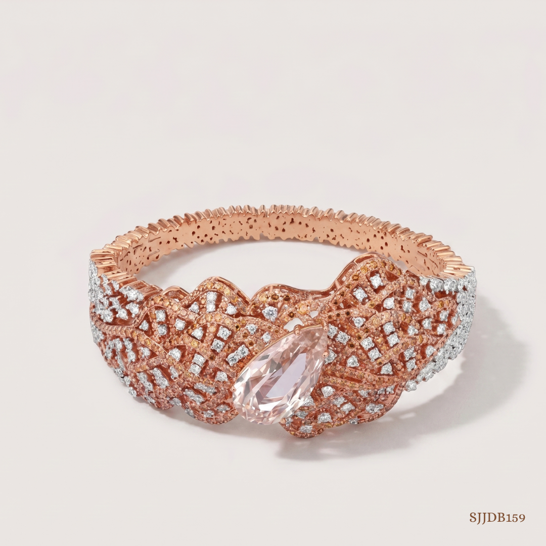SJJDB159 | Ember Weave Diamond Contemporary Bangle