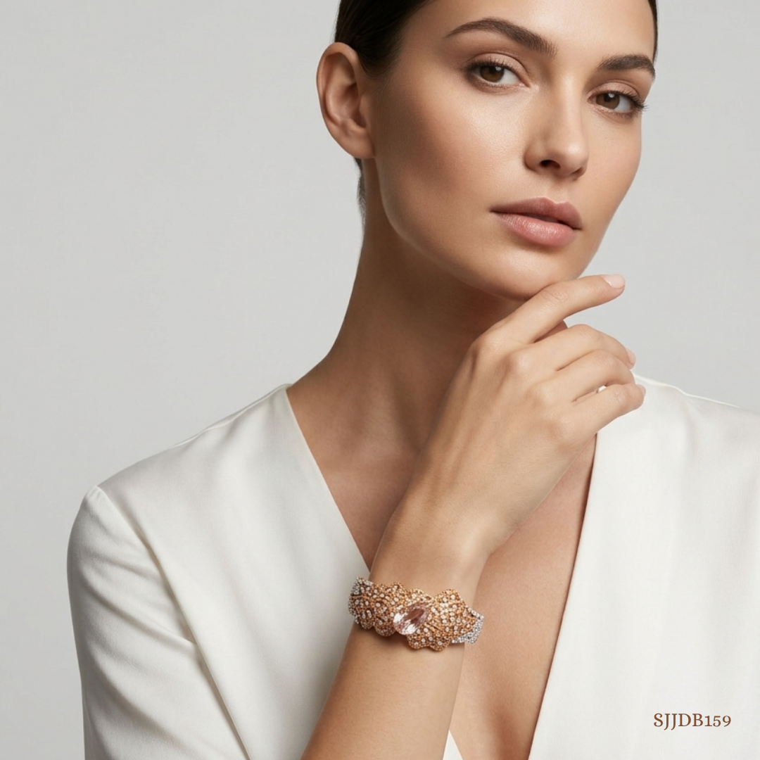 SJJDB159 | Ember Weave Diamond Contemporary Bangle