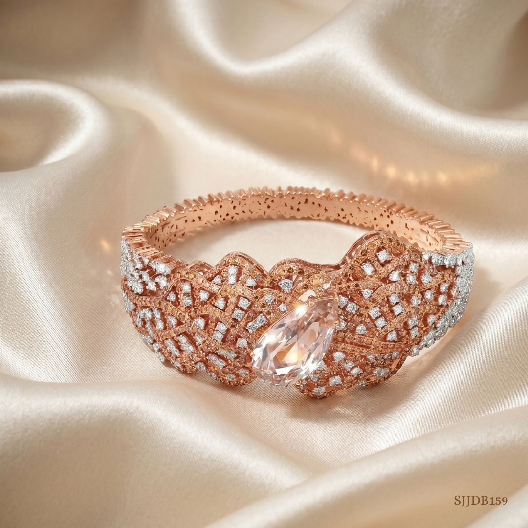 SJJDB159 | Ember Weave Diamond Contemporary Bangle