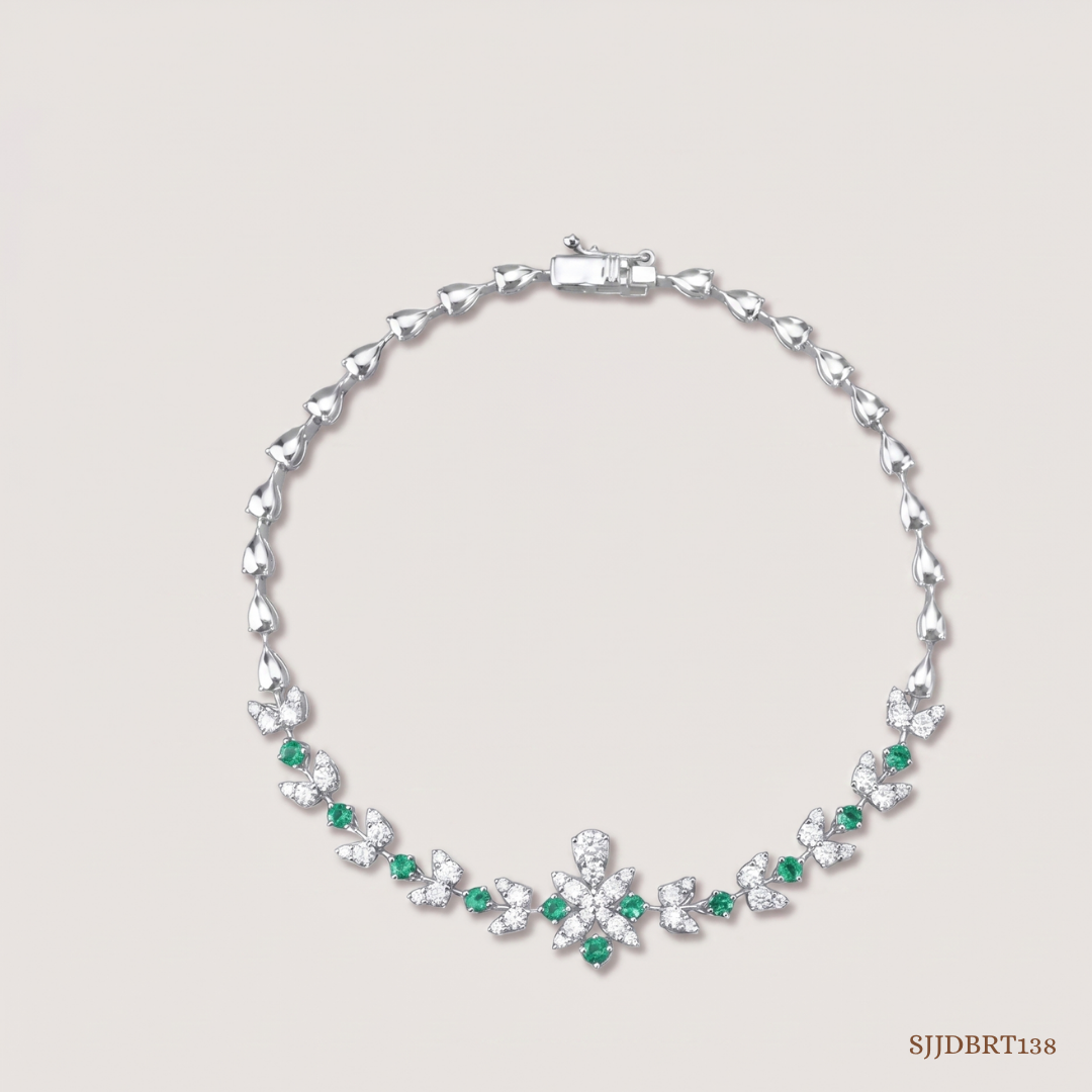 SJJDBRT138 | Floral Charm Diamond Bracelet