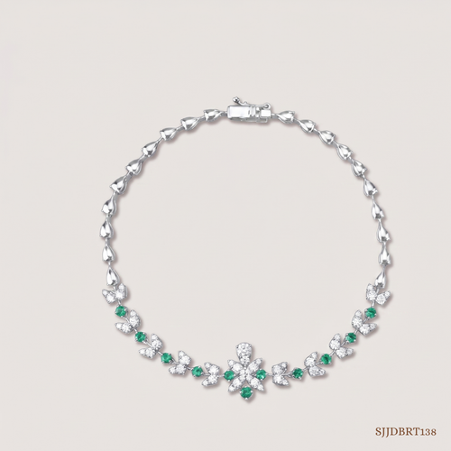 SJJDBRT138 | Floral Charm Diamond Bracelet