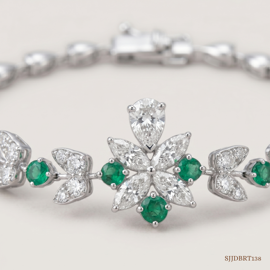 SJJDBRT138 | Floral Charm Diamond Bracelet