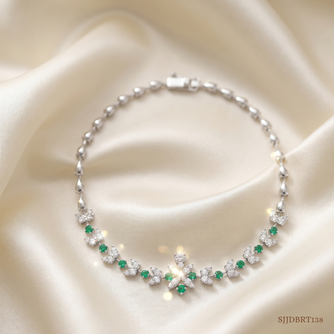 SJJDBRT138 | Floral Charm Diamond Bracelet