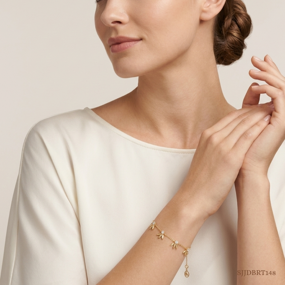 SJJDBRT148 | Leaf Motif Diamond Bracelet