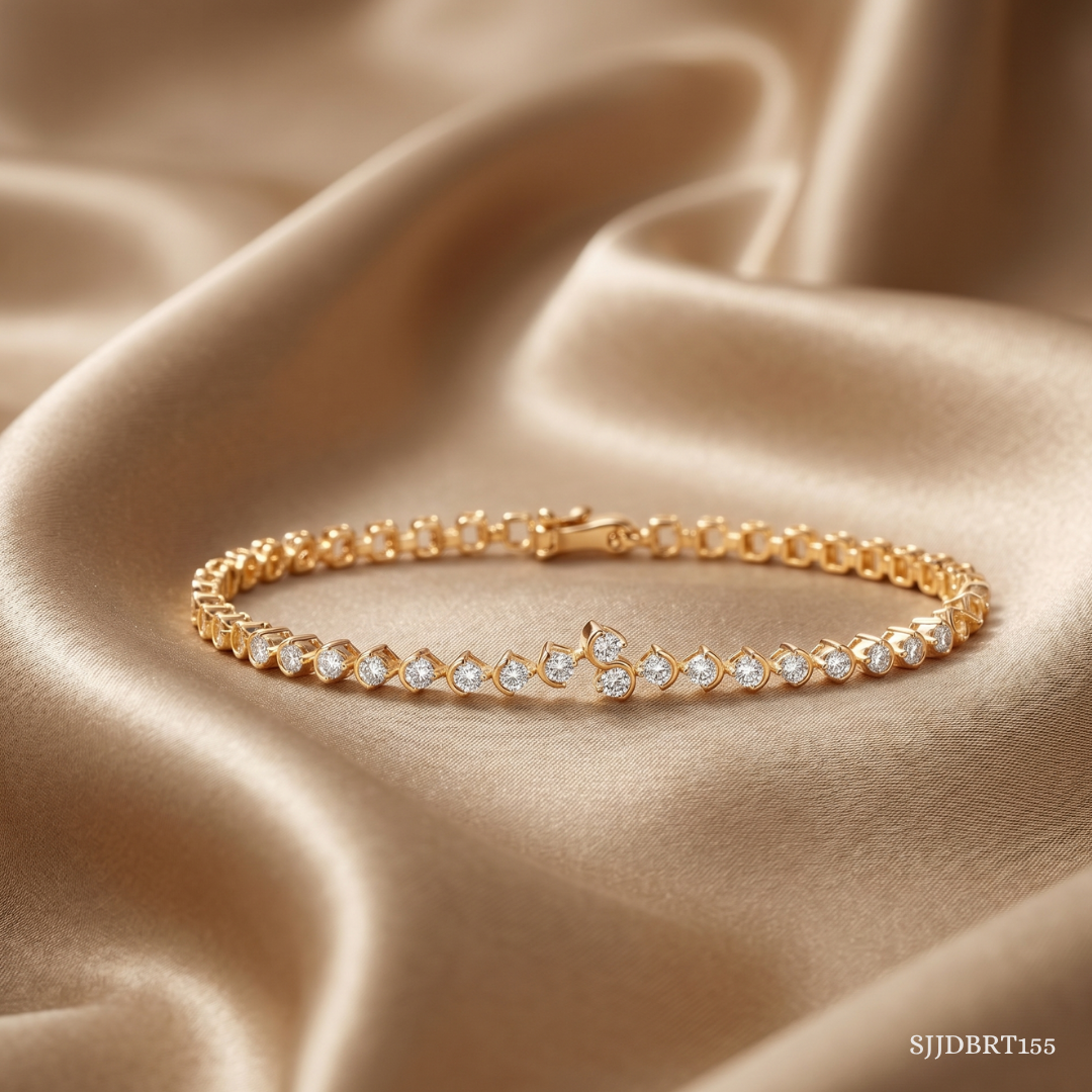 SJJDBRT155 | Gold Silhouette Diamond Tennis Bracelet