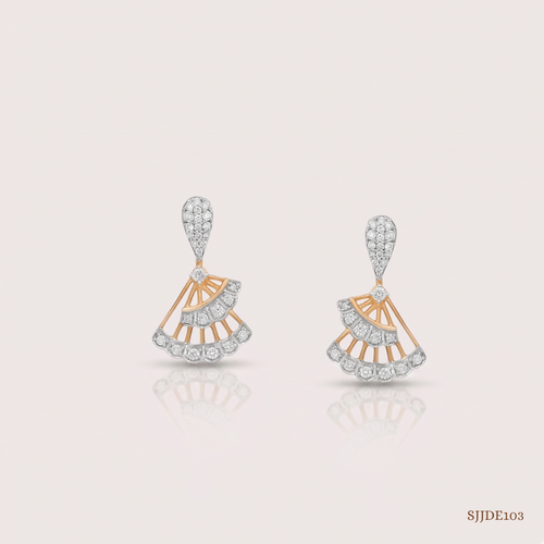 SJJDE103 | Twirling Fan Diamond Drop Earrings