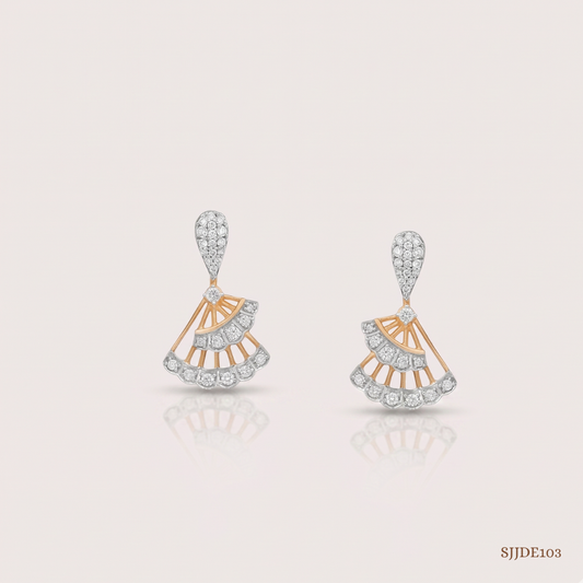 SJJDE103 | Twirling Fan Diamond Drop Earrings