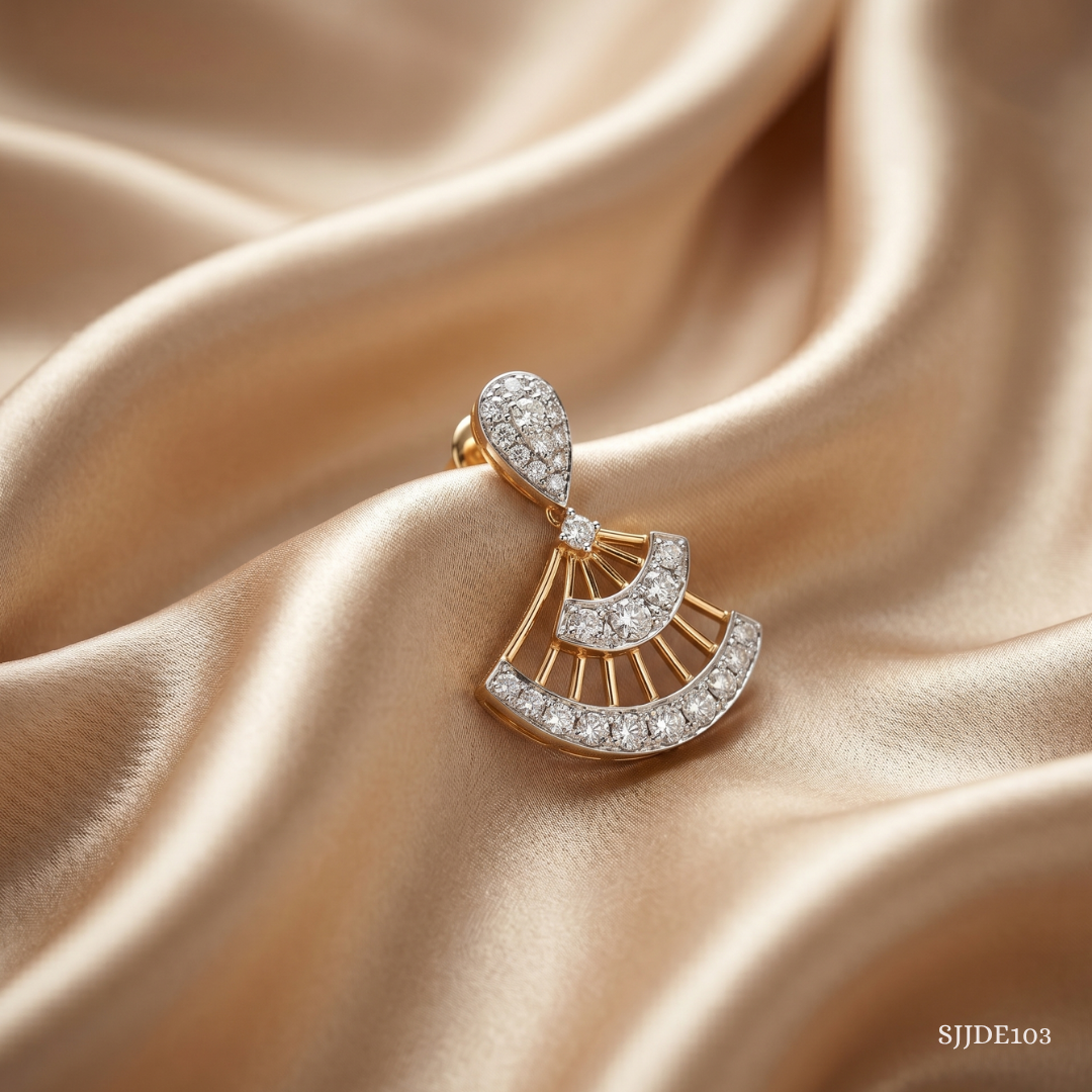 SJJDE103 | Twirling Fan Diamond Drop Earrings