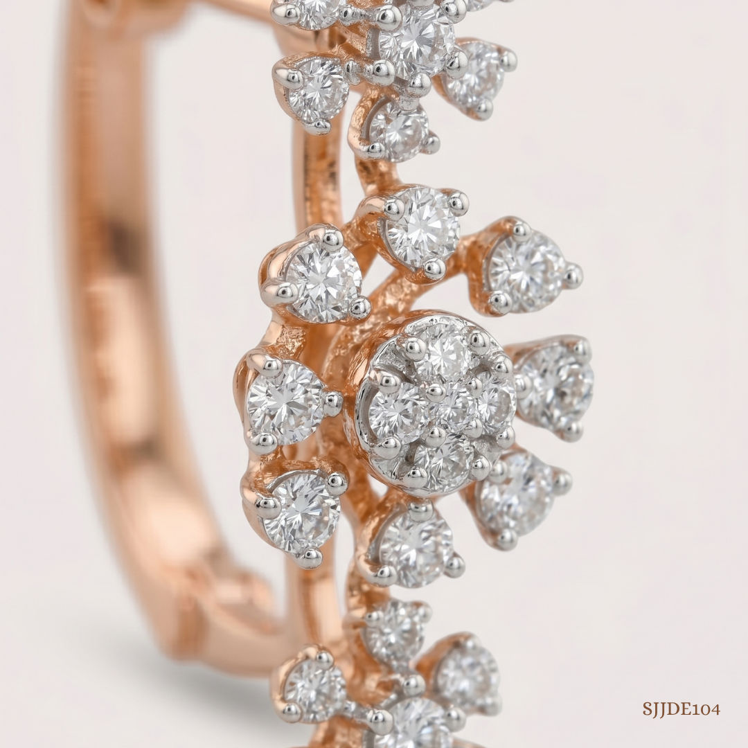 SJJDE104 | Radiant Petal Diamond Hoop Earrings