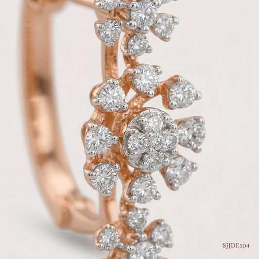 SJJDE104 | Radiant Petal Diamond Hoop Earrings