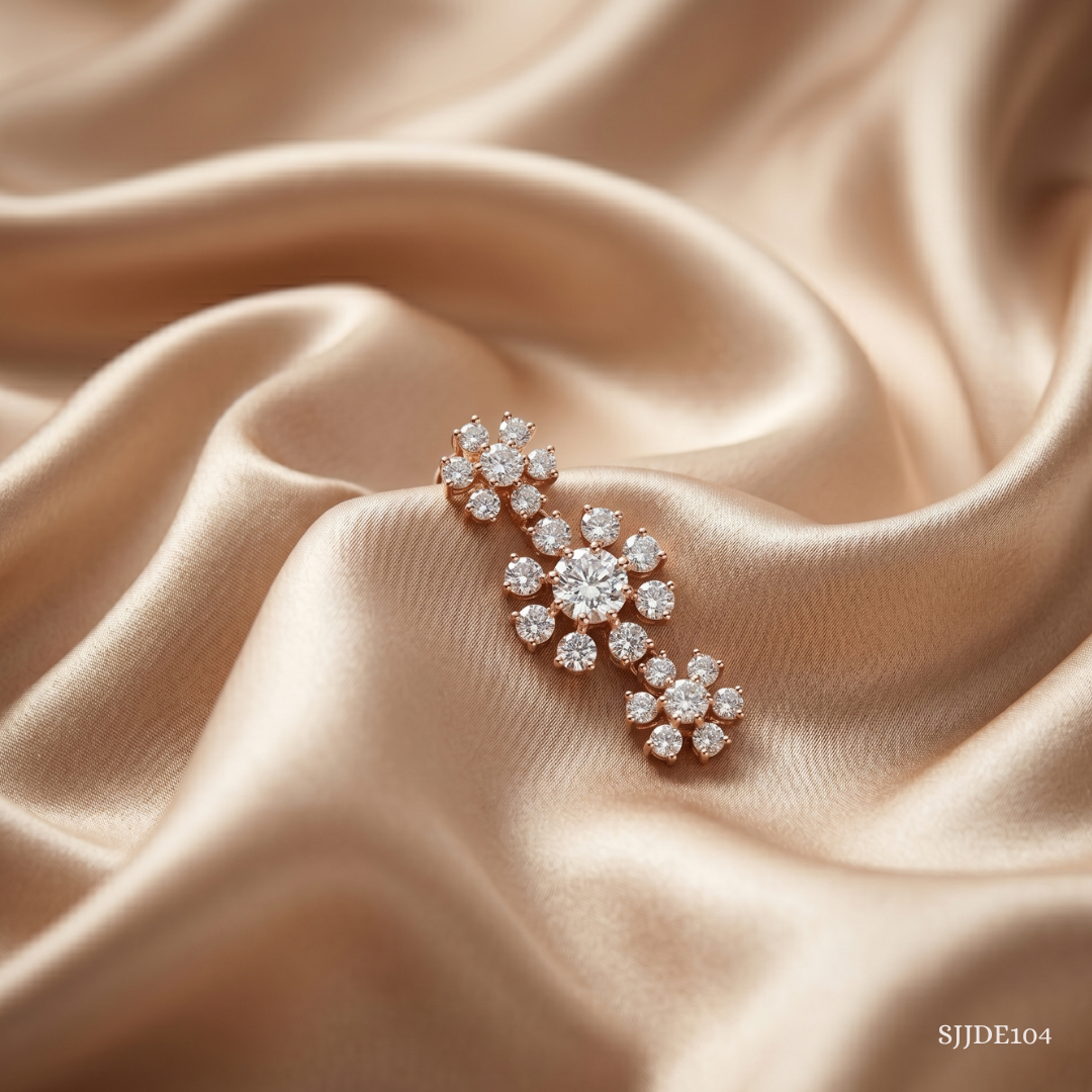 SJJDE104 | Radiant Petal Diamond Hoop Earrings