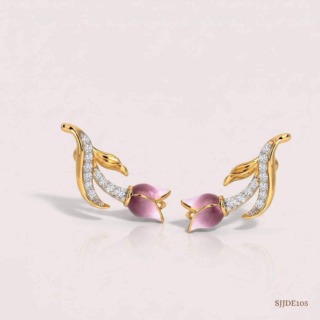 SJJDE105 | Cecelia Tulip Diamond Stud Earrings