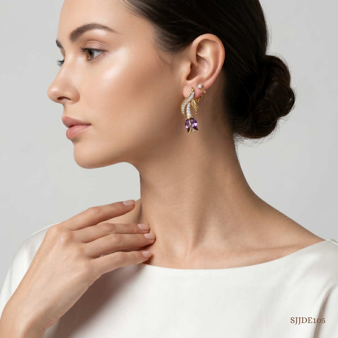 SJJDE105 | Cecelia Tulip Diamond Stud Earrings