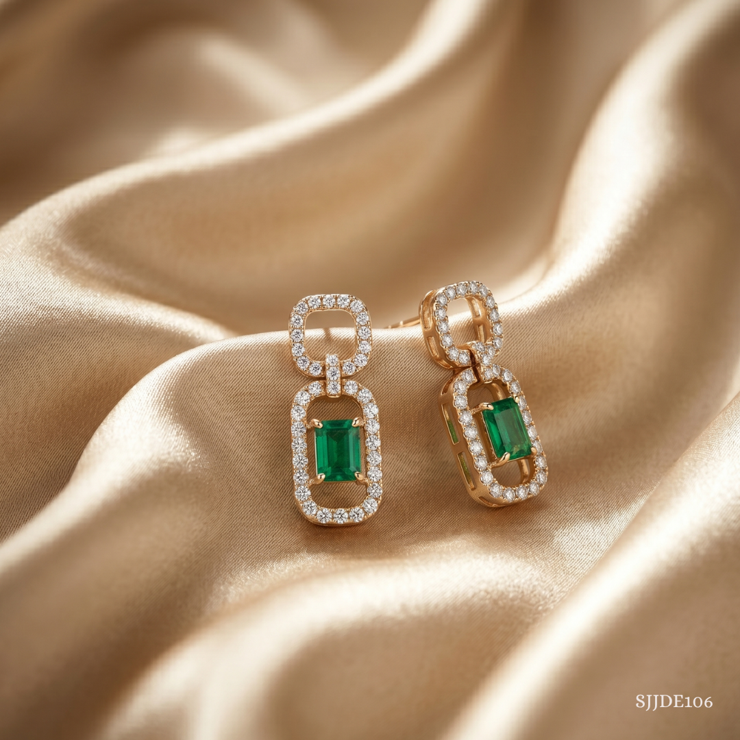 SJJDE106 | Verdant Links Gemstone & Diamond Drop Earrings