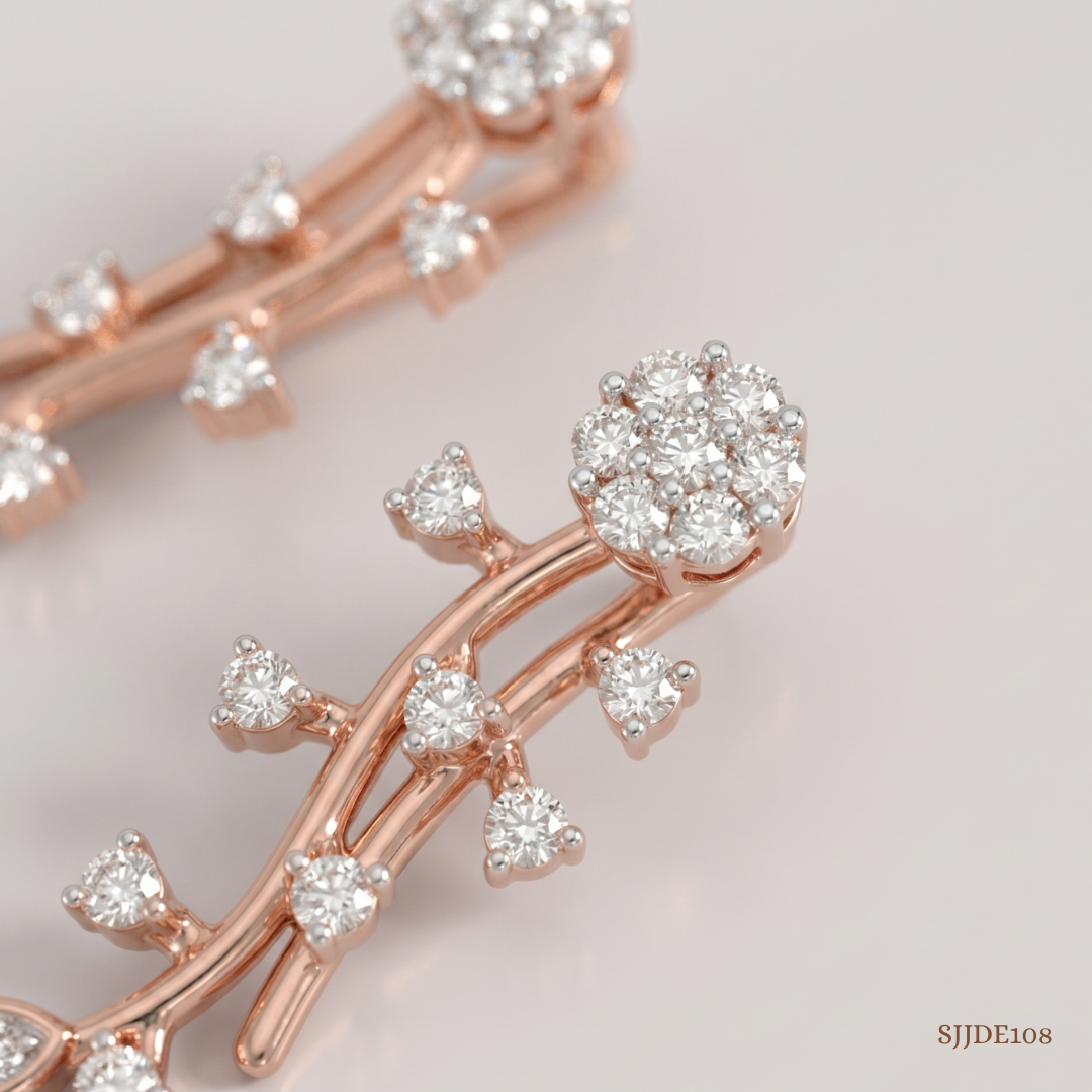 SJJDE108 | Blossom Trail Diamond Stud Earrings