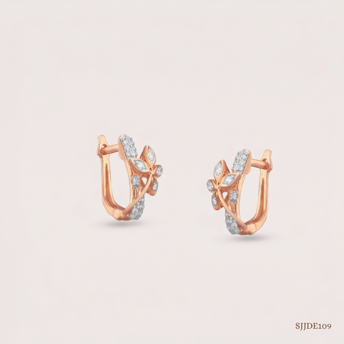SJJDE109 | Sparkling Petal Diamond Hoop Earrings