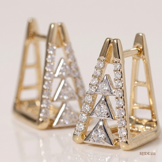 SJJDE111 | Geo Luxe Diamond Hoop Earrings