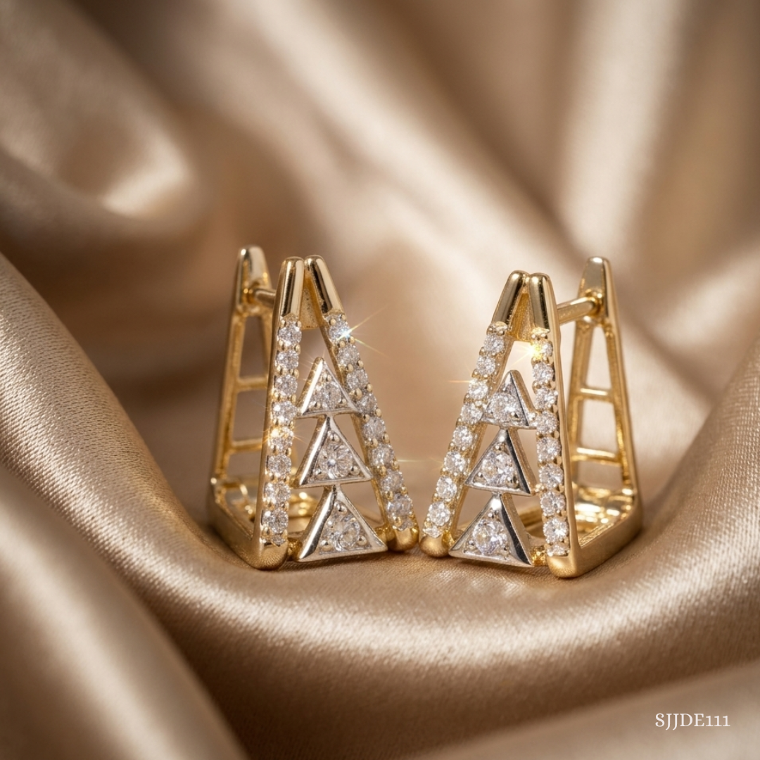 SJJDE111 | Geo Luxe Diamond Hoop Earrings