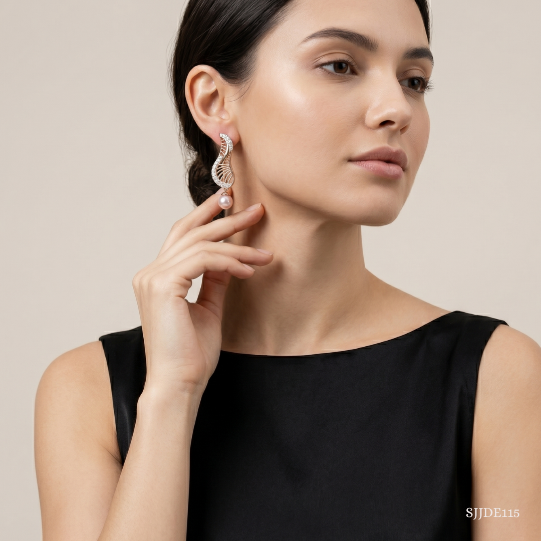 SJJDE115 | Luminous Wing Diamond Drop Earrings
