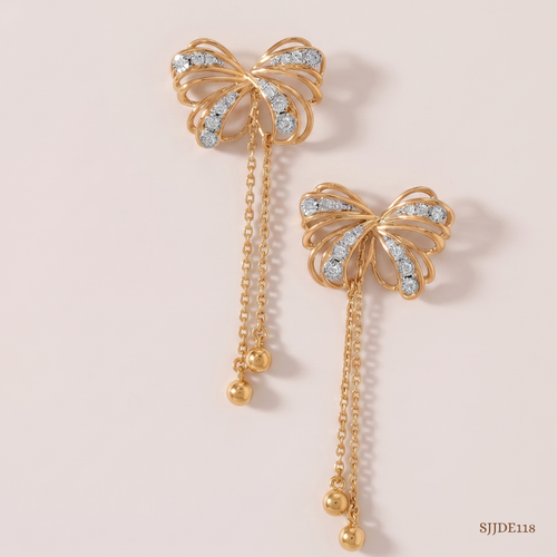 SJJDE118 | Butterfly Blush Diamond Drop Earrings