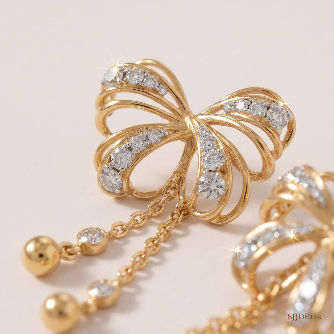 SJJDE118 | Butterfly Blush Diamond Drop Earrings