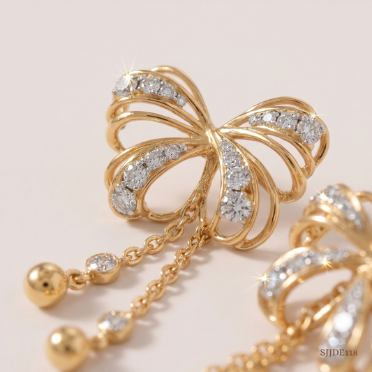 SJJDE118 | Butterfly Blush Diamond Drop Earrings