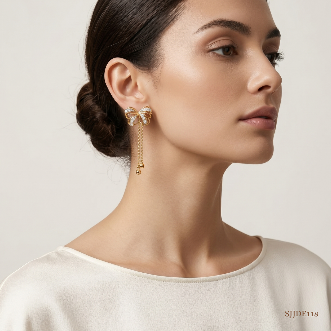 SJJDE118 | Butterfly Blush Diamond Drop Earrings