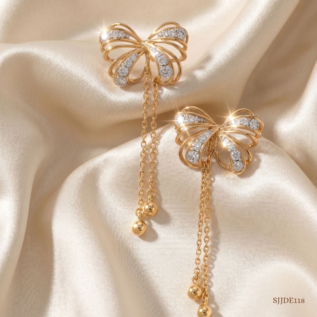 SJJDE118 | Butterfly Blush Diamond Drop Earrings