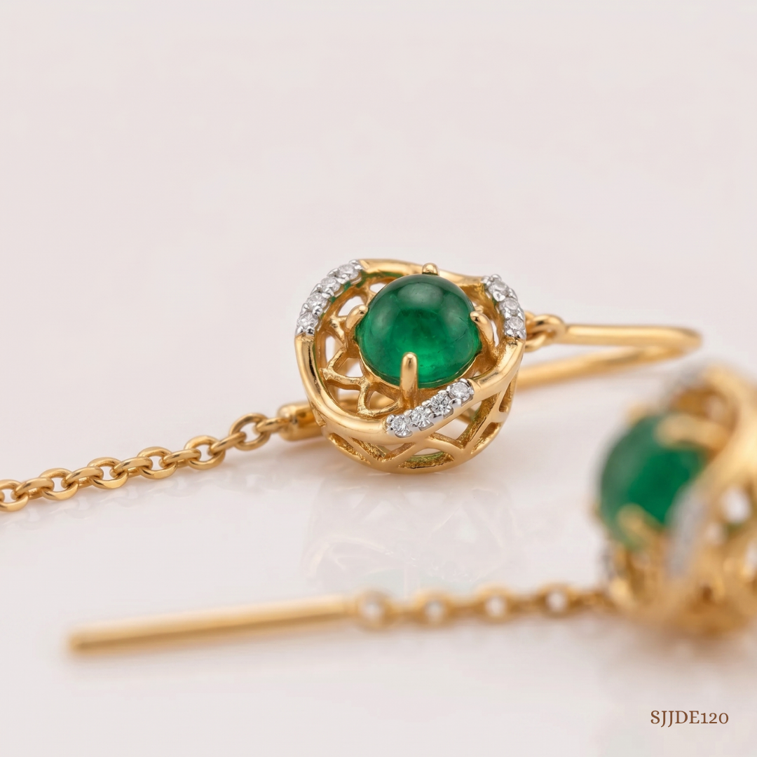 SJJDE120 | Sculpted Sphere Diamond Drop Earrings