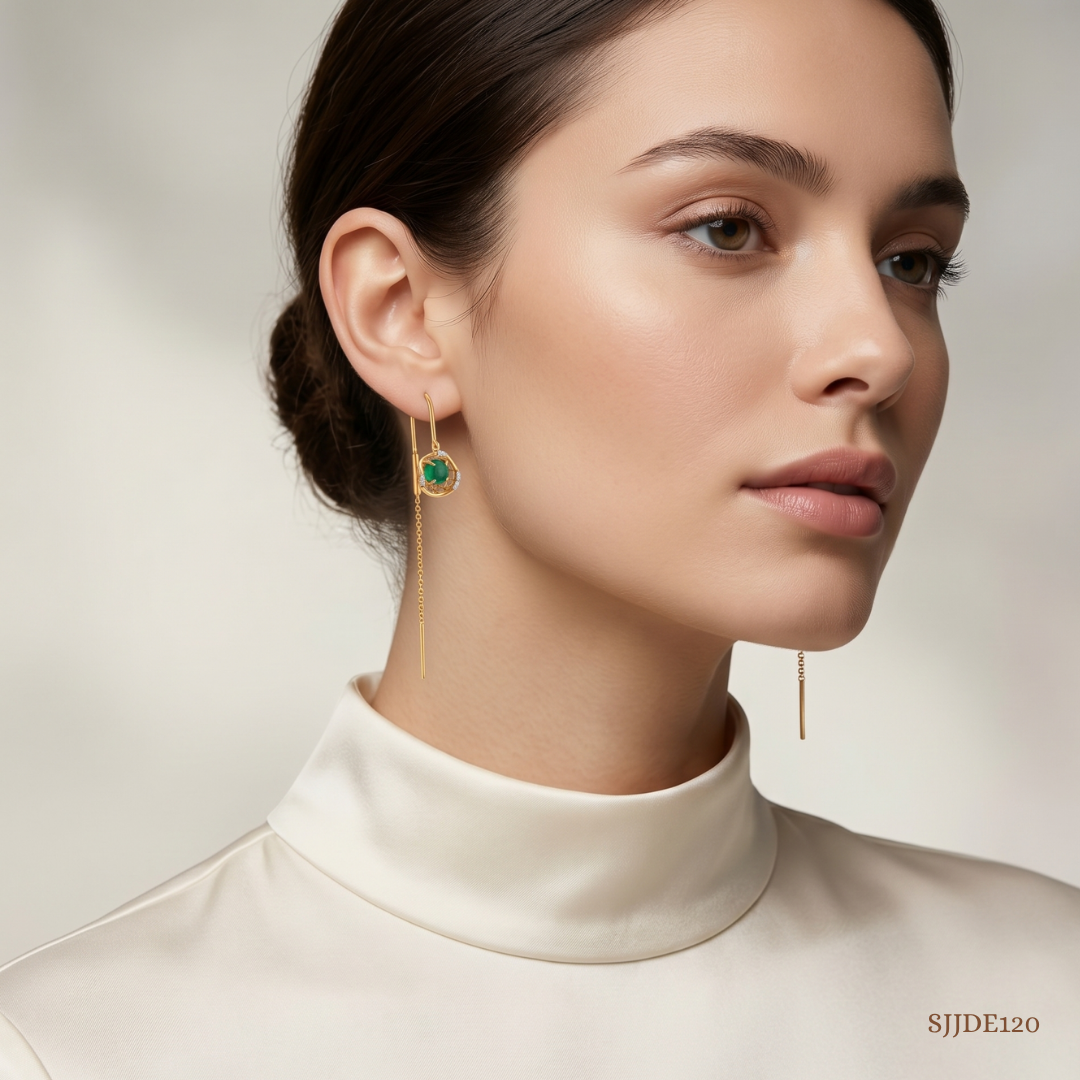 SJJDE120 | Sculpted Sphere Diamond Drop Earrings