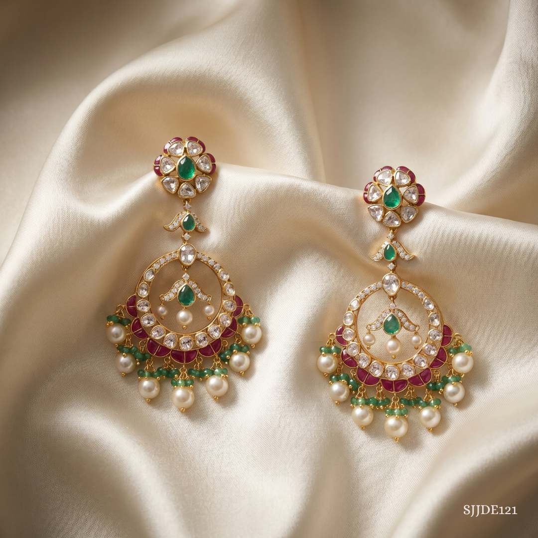 SJJDE121 | Vintage Bloom Diamond Drop Earrings