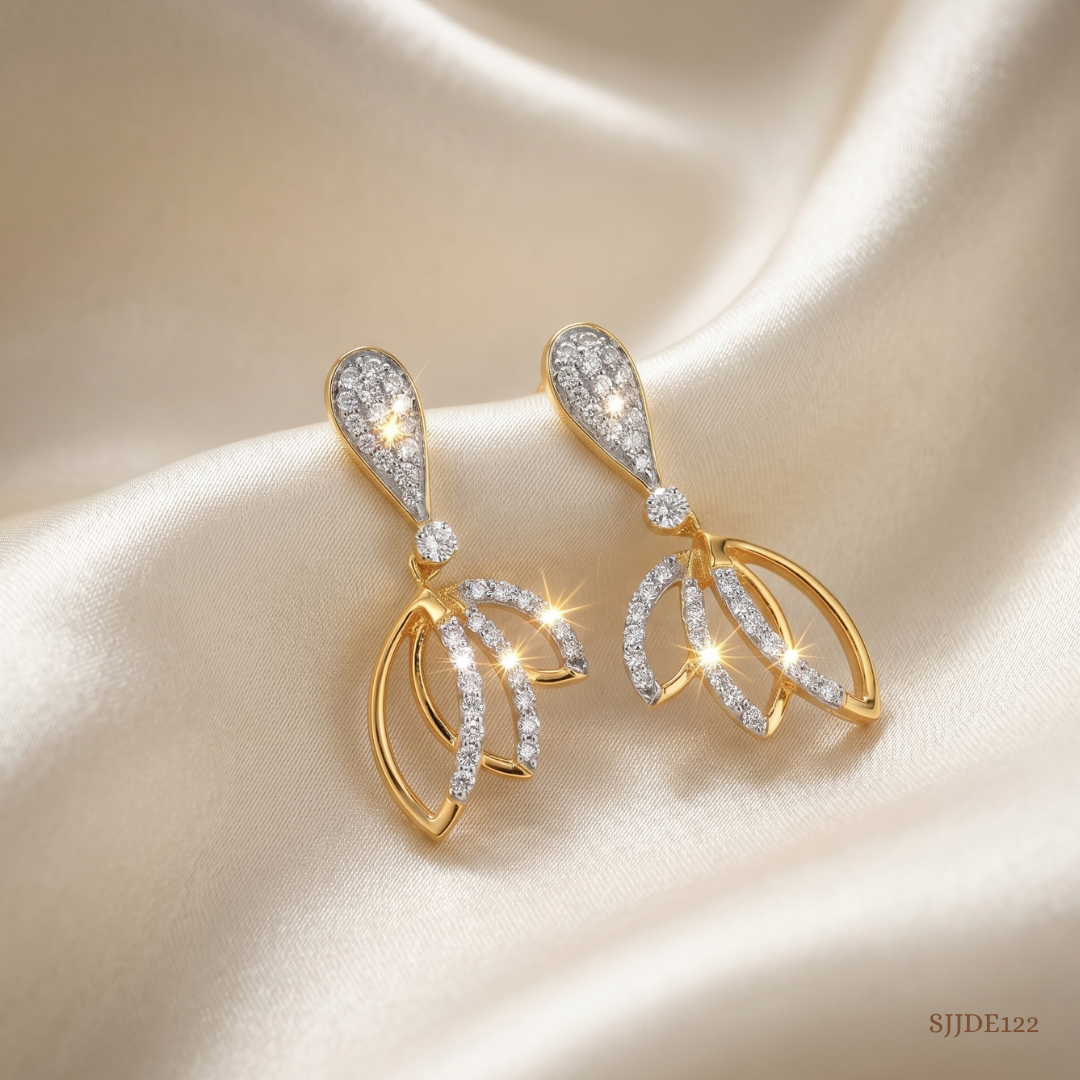 SJJDE122 | Graceful Cascade Diamond Drop Earrings