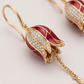 SJJDE124 | Crimson Wing Diamond Hoop Earrings