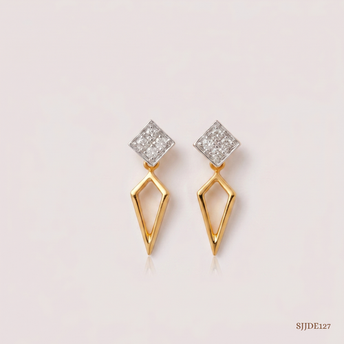 SJJDE127 | Geometric Diamond Drop Earrings