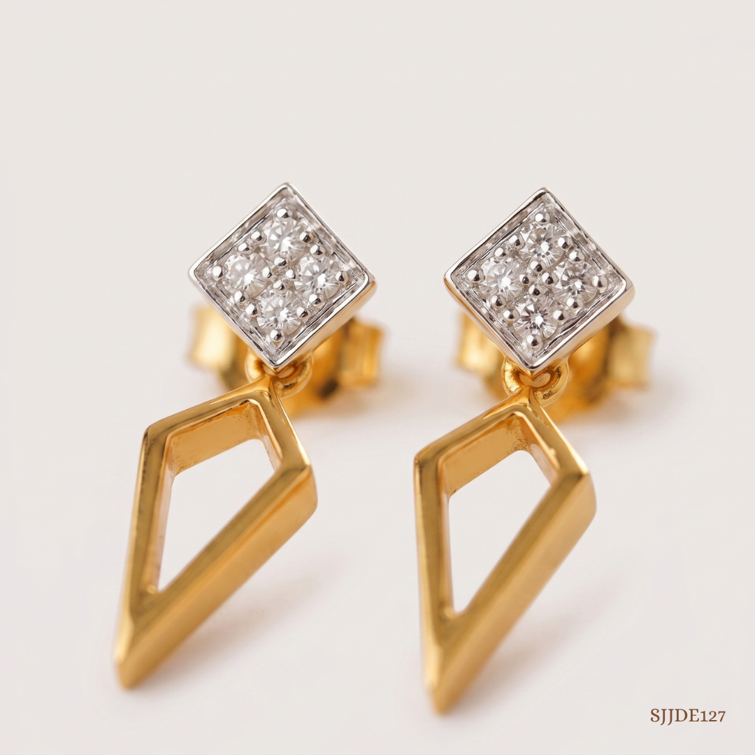 SJJDE127 | Geometric Diamond Drop Earrings