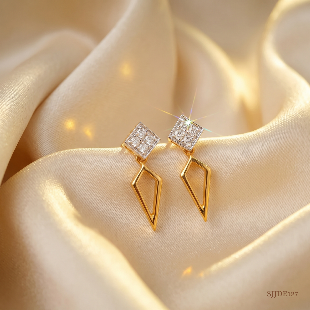 SJJDE127 | Geometric Diamond Drop Earrings