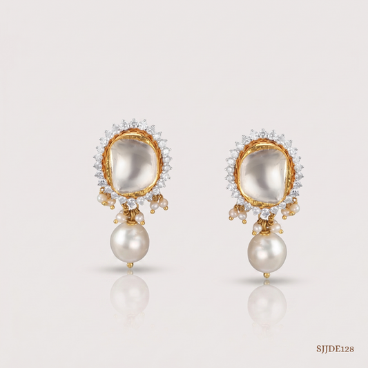 SJJDE128 | Royal Essence Pearl & Diamond Drop Earrings