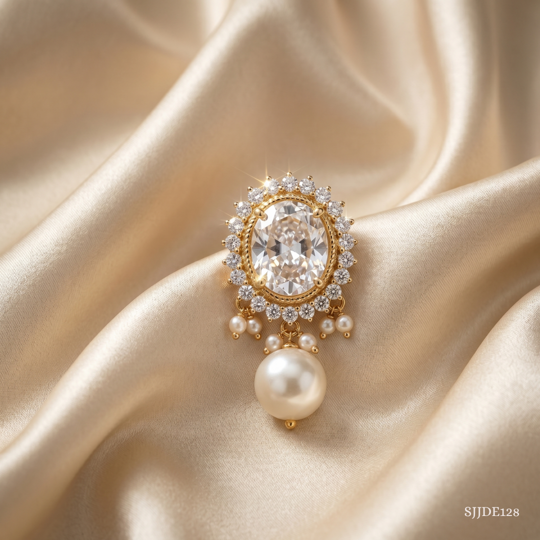 SJJDE128 | Royal Essence Pearl & Diamond Drop Earrings