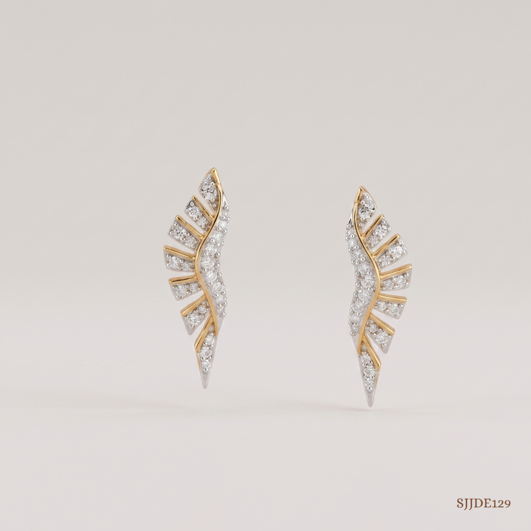 SJJDE129 | Sculpted Wing Diamond Stud Earrings