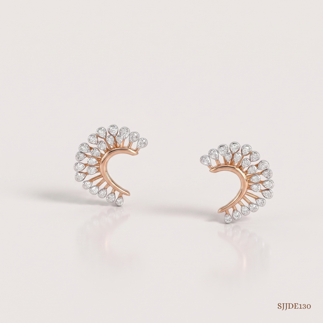 SJJDE130 | Crescent Diamond Stud Earrings