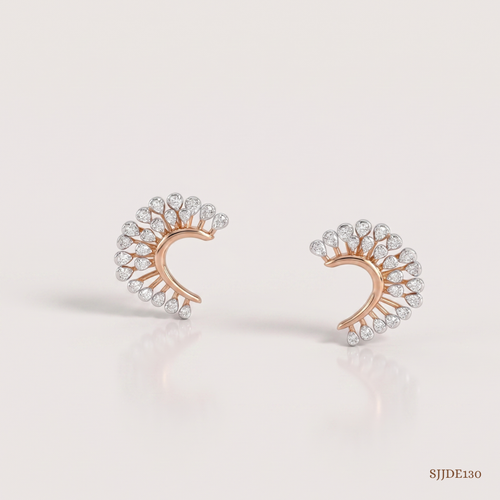 SJJDE130 | Crescent Diamond Stud Earrings