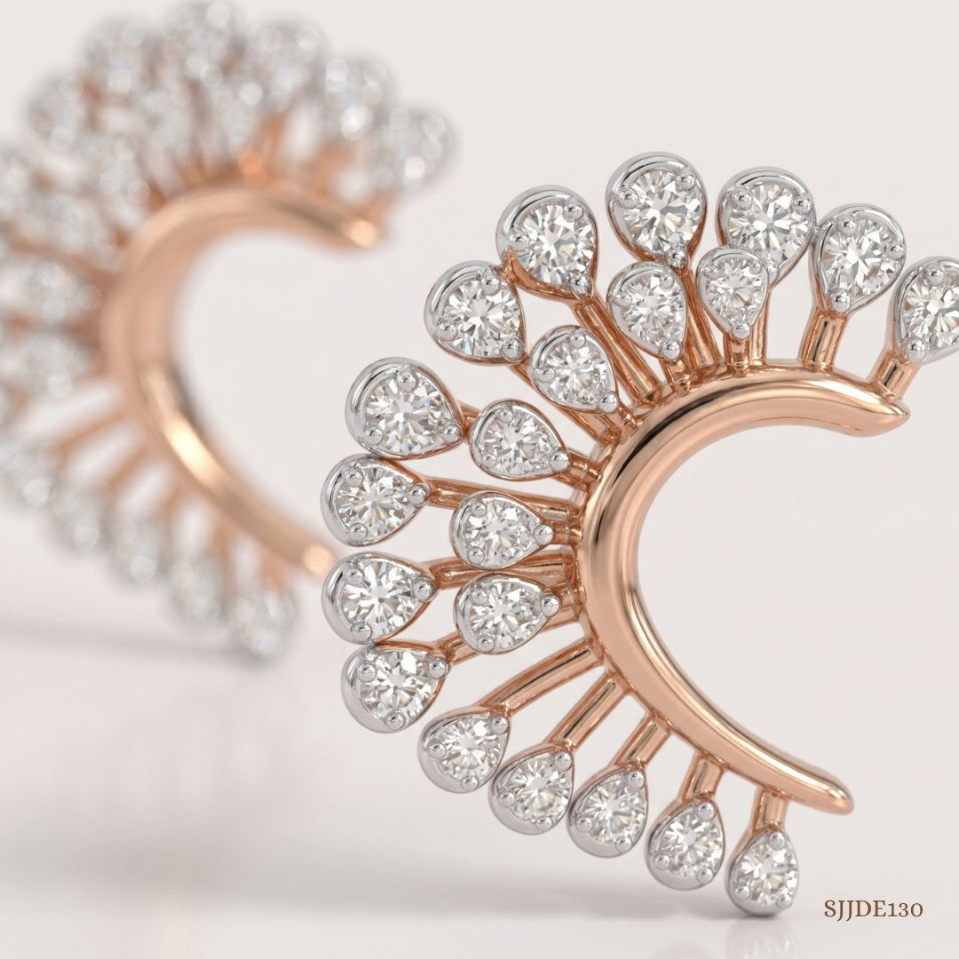 SJJDE130 | Crescent Diamond Stud Earrings