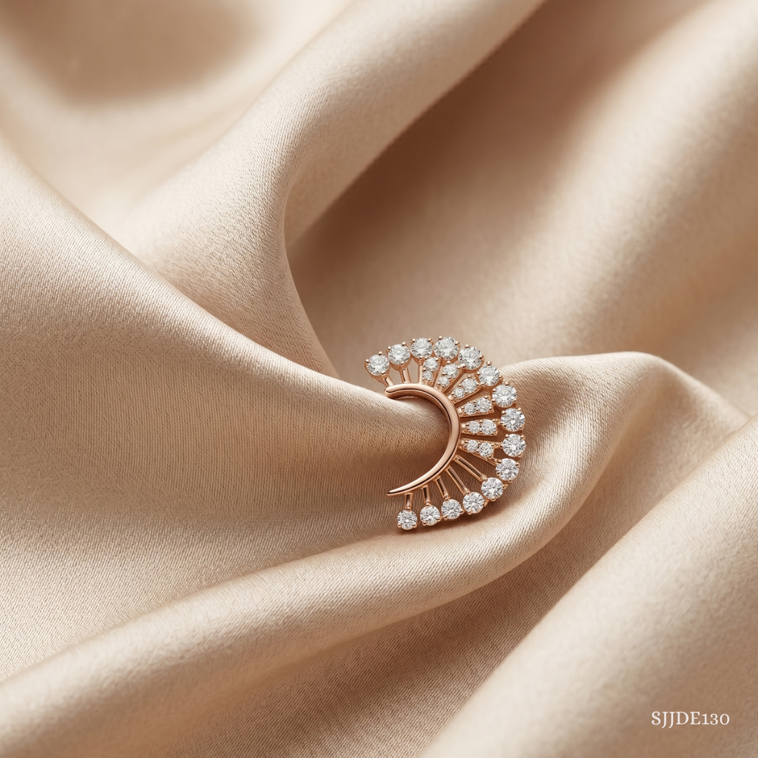 SJJDE130 | Crescent Diamond Stud Earrings