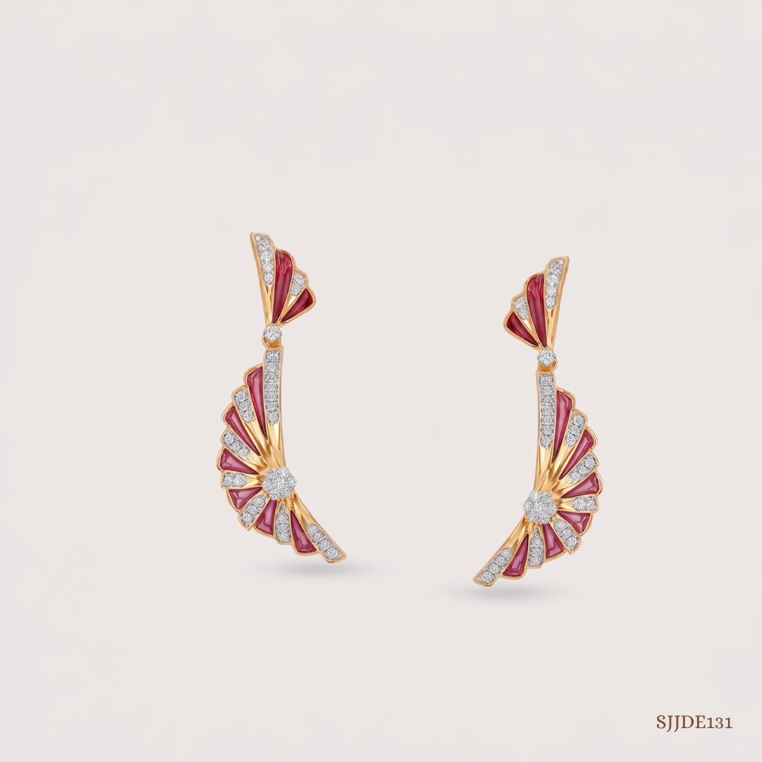 SJJDE131 | Fluttering Wings Diamond Drop Earrings