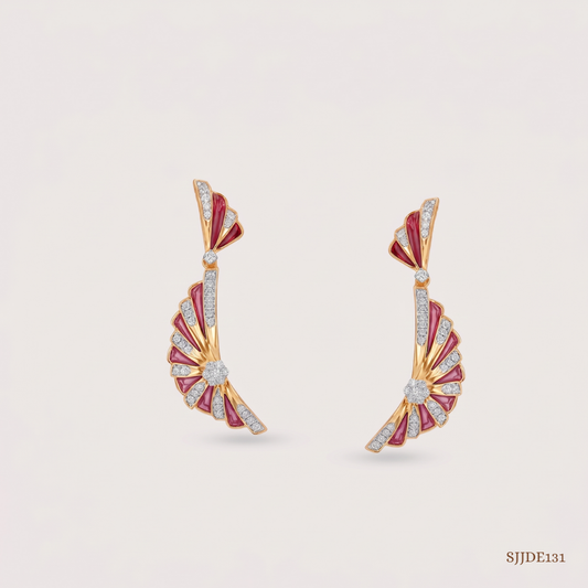 SJJDE131 | Fluttering Wings Diamond Drop Earrings