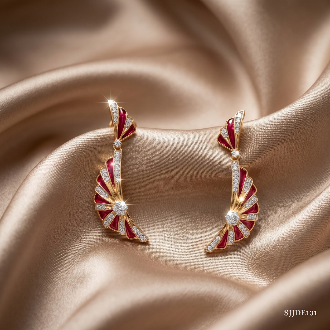SJJDE131 | Fluttering Wings Diamond Drop Earrings