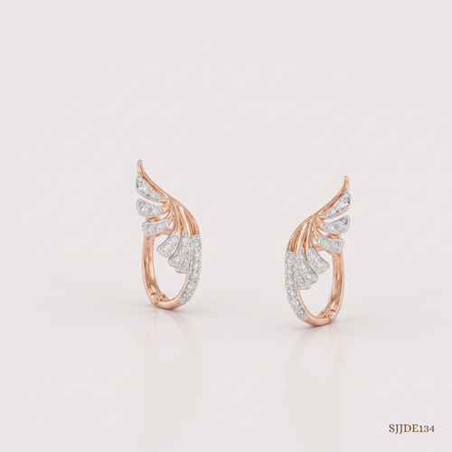 SJJDE134 | Curved Crest Diamond Hoop Earrings