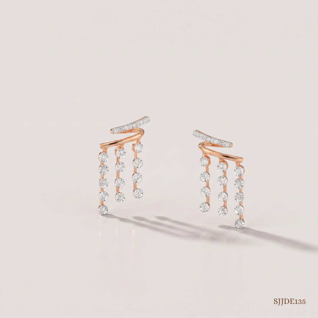 SJJDE135 | Linear Cascade Diamond Drop Earrings