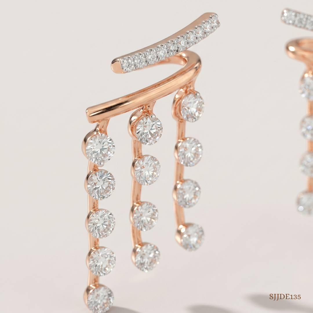 SJJDE135 | Linear Cascade Diamond Drop Earrings